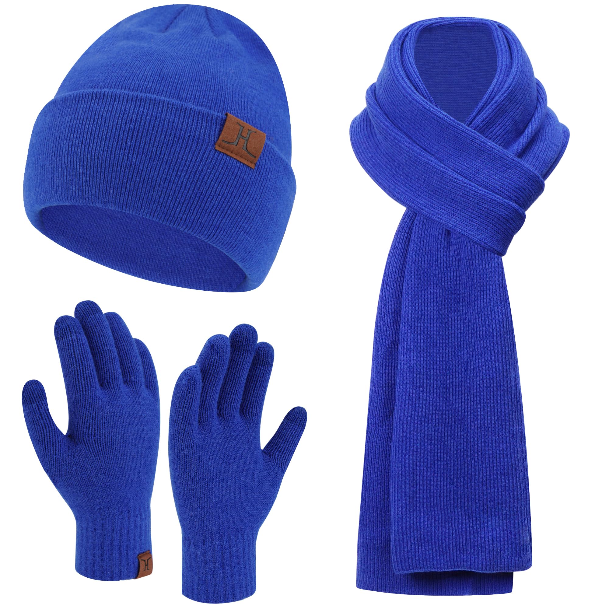 Thick Mens Scarf Winter Winter Beanie Scarf Gloves Set