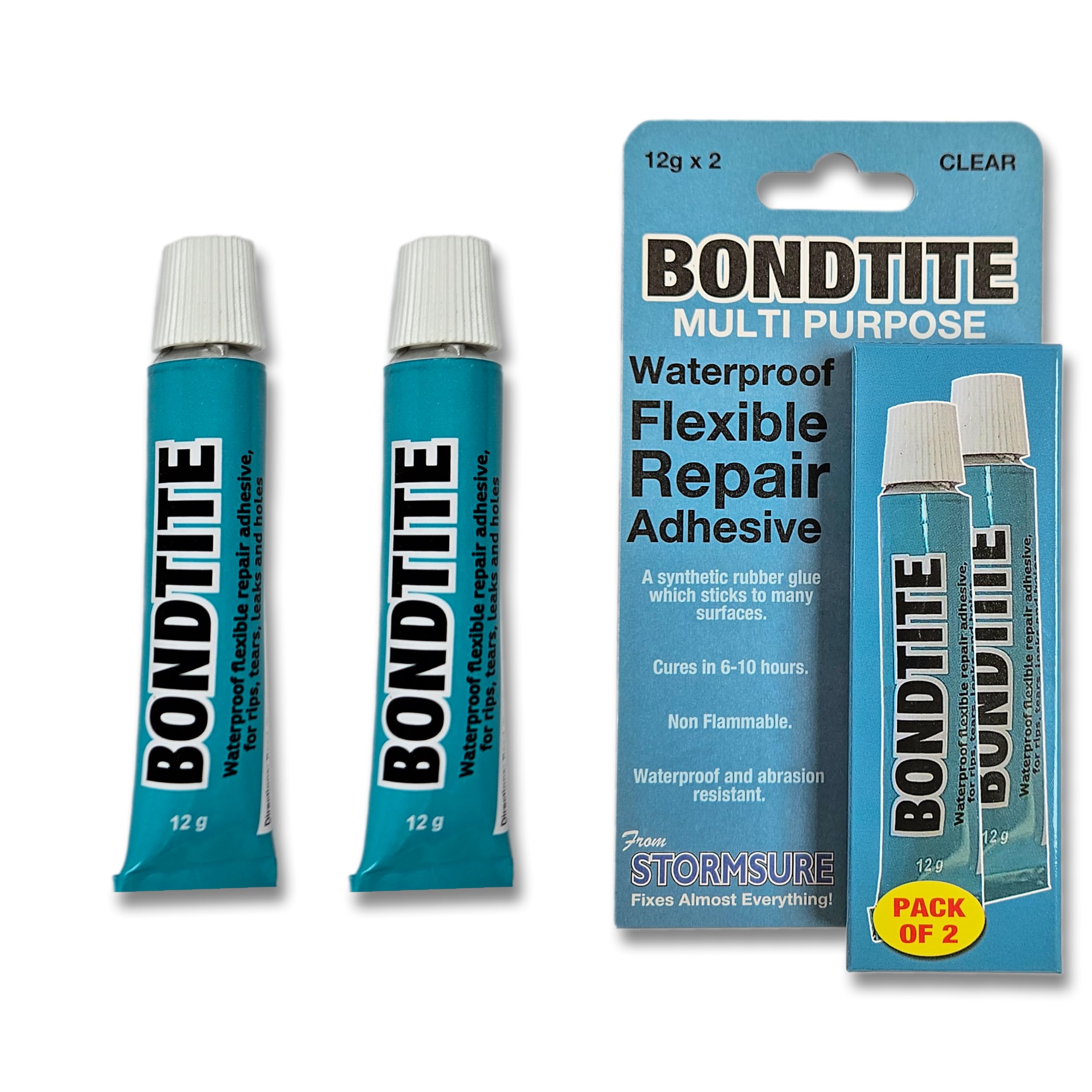 Bondtite Flexible Repair Adhesive 2X 12g - Great for a Multitude of Repairs: Strong, Flexible and Durable Repairs