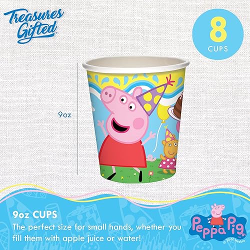 Miniatura 7 de Treasures Gifted Vasos de papel de Peppa Pig con licencia oficial, 24 unidades, tazas de Peppa Pig de 9 onzas para niños, tazas de fiesta de
