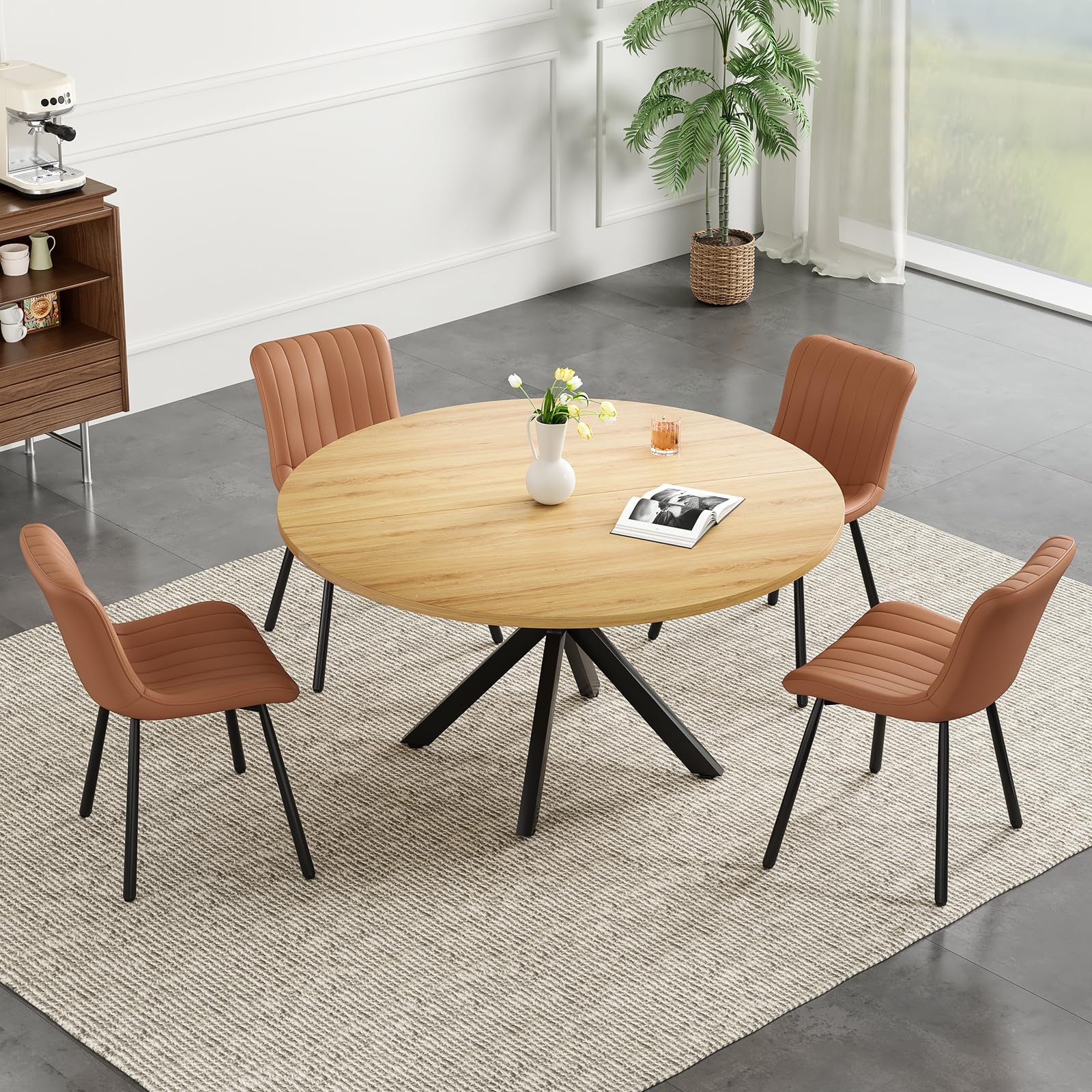 Snapklik.com : Soohow 47.2" Round Dining Kitchen Table Set For 4-6 ...