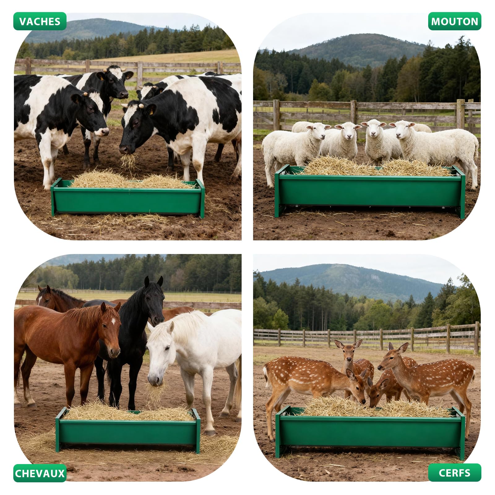 Mangeoire Cheval Acier Galvanisé 100cm Grande Capacité Mangeoire Mouton ExtéRieur pour éLevage de ChèVres Et Moutons Mangeoires pour BéTail Lourd de Charge RéSistant pour Chevaux ChèVre Vache