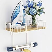 Vista 10 de TJ.MOREE Soporte para tabla de planchar de metal para colgar en la pared, para plancha y tabla de planchar, decoración de cuarto de servicio