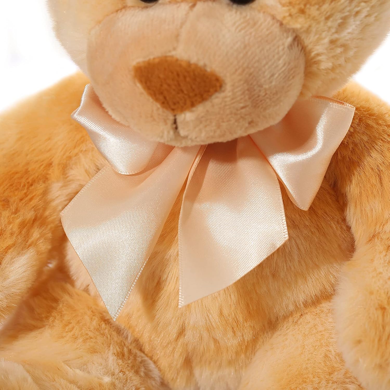 WILDREAM Teddy Bear Stuffed Animal Plush with Ribbon Cravat, Shaggy Plush Stuffed Teddy Bear for Baby Kids Boys Girls, Soft First Teddy Bear Cute in Sitting Position 9.8 Inch(Honey Brown) : Toys & Games