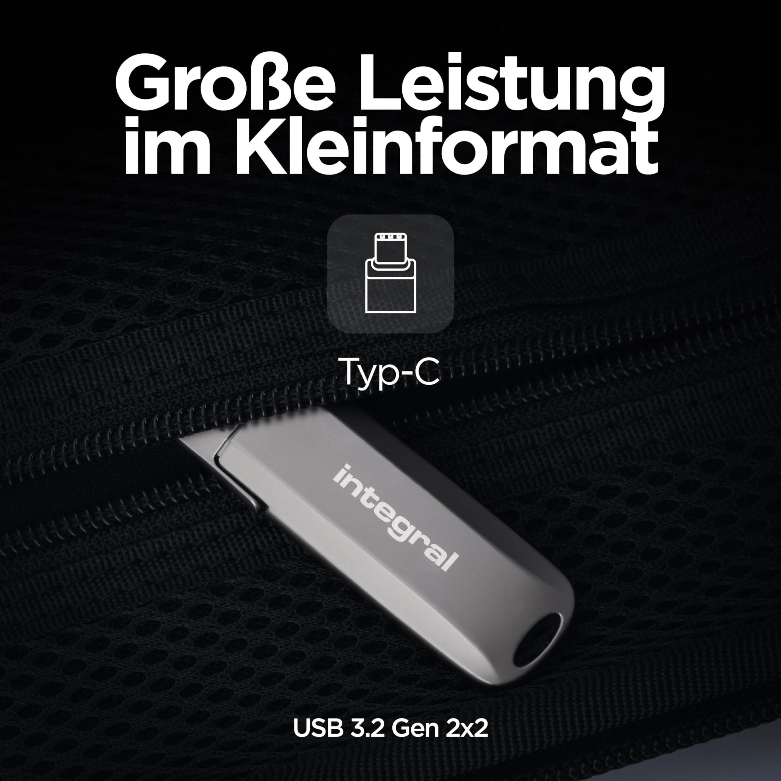 Integral USSD 2TB Turbo-C USB 3.2 Gen 2×2 USB in metallo USB con SSD portatile ultra veloce, lettura fino a 2.000 MB/s e scrittura fino a 1.800 MB/s - Design robusto in lega di zinco