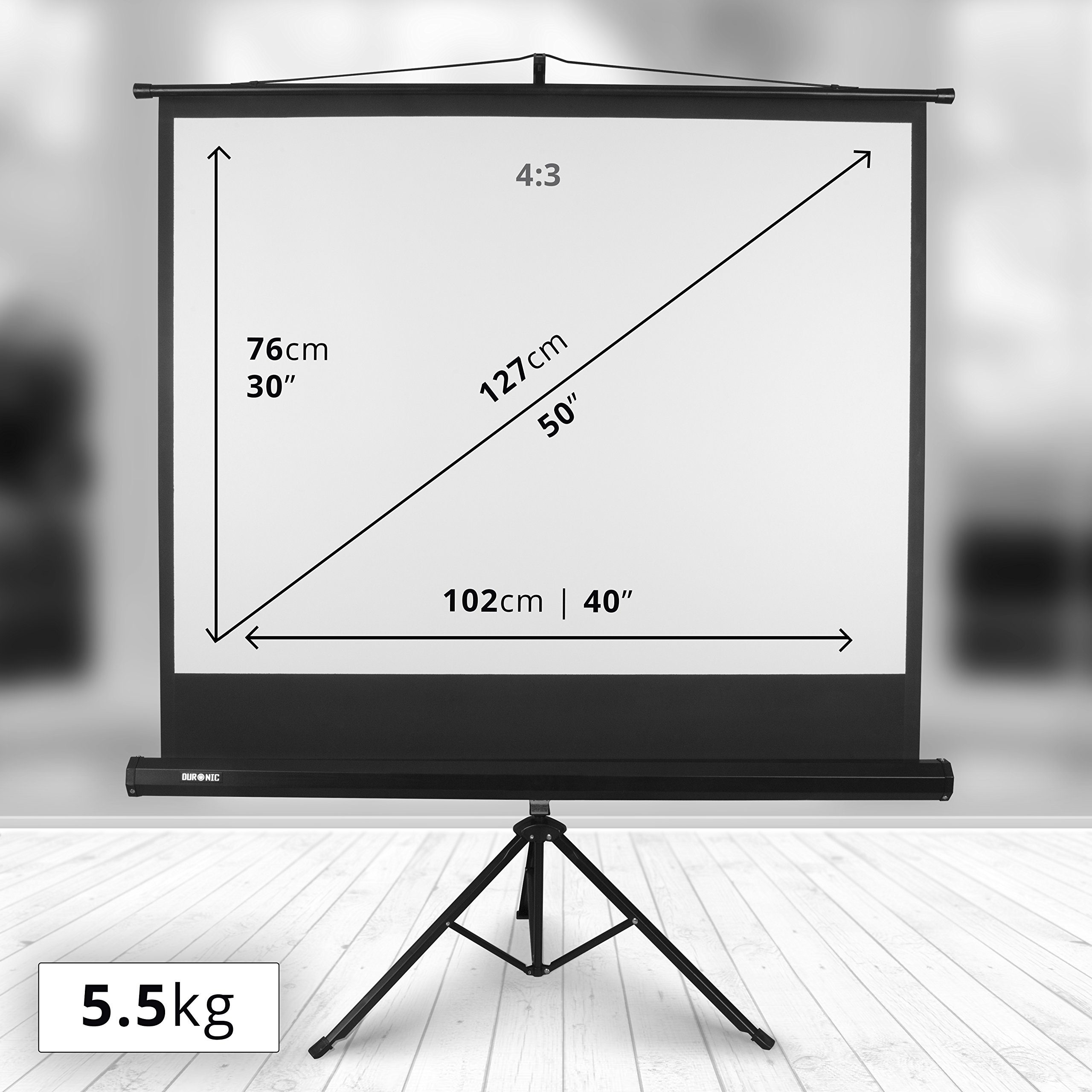 Duronic TPS50 /43 Schermo di proiezione 50” formato 4:3/102 X 76 cm - telo proiettore con piedistallo treppiede per videoproiettore Full HD 3D 4K - Home cinema home theater ufficio
