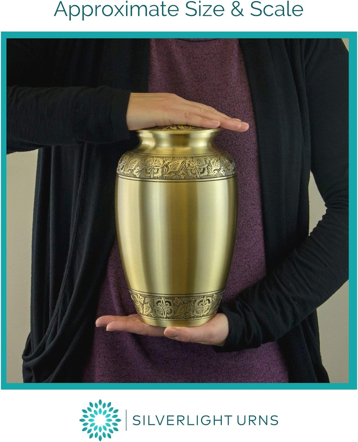 Classic Laurel Gold Cremation Urn for Ashes - Extra Large, Brass, Gold Companion Urn, Extra Large Adult Sized Cremation Urn, 11.625 Inches High