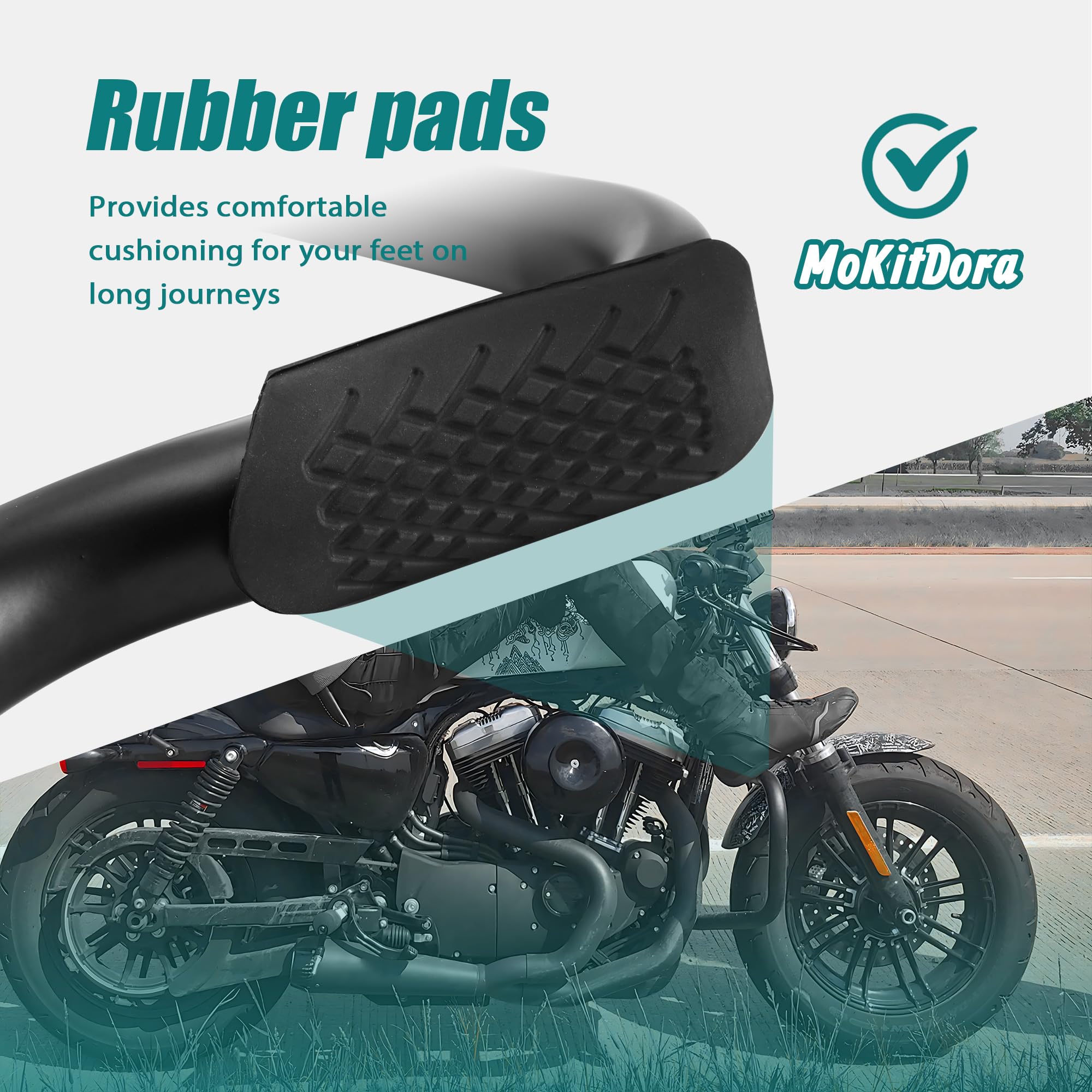 Black/Chrome 1 1/4" Mustache Engine Guard Highway Crash Bar For Harley - View #2