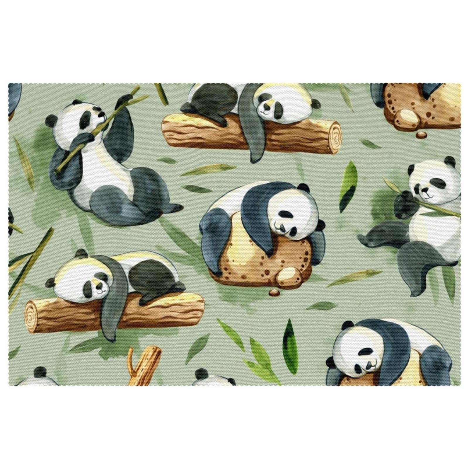 Set de table tissu Oxford lot de 4 lavables au motif panda pour décoration de cuisine