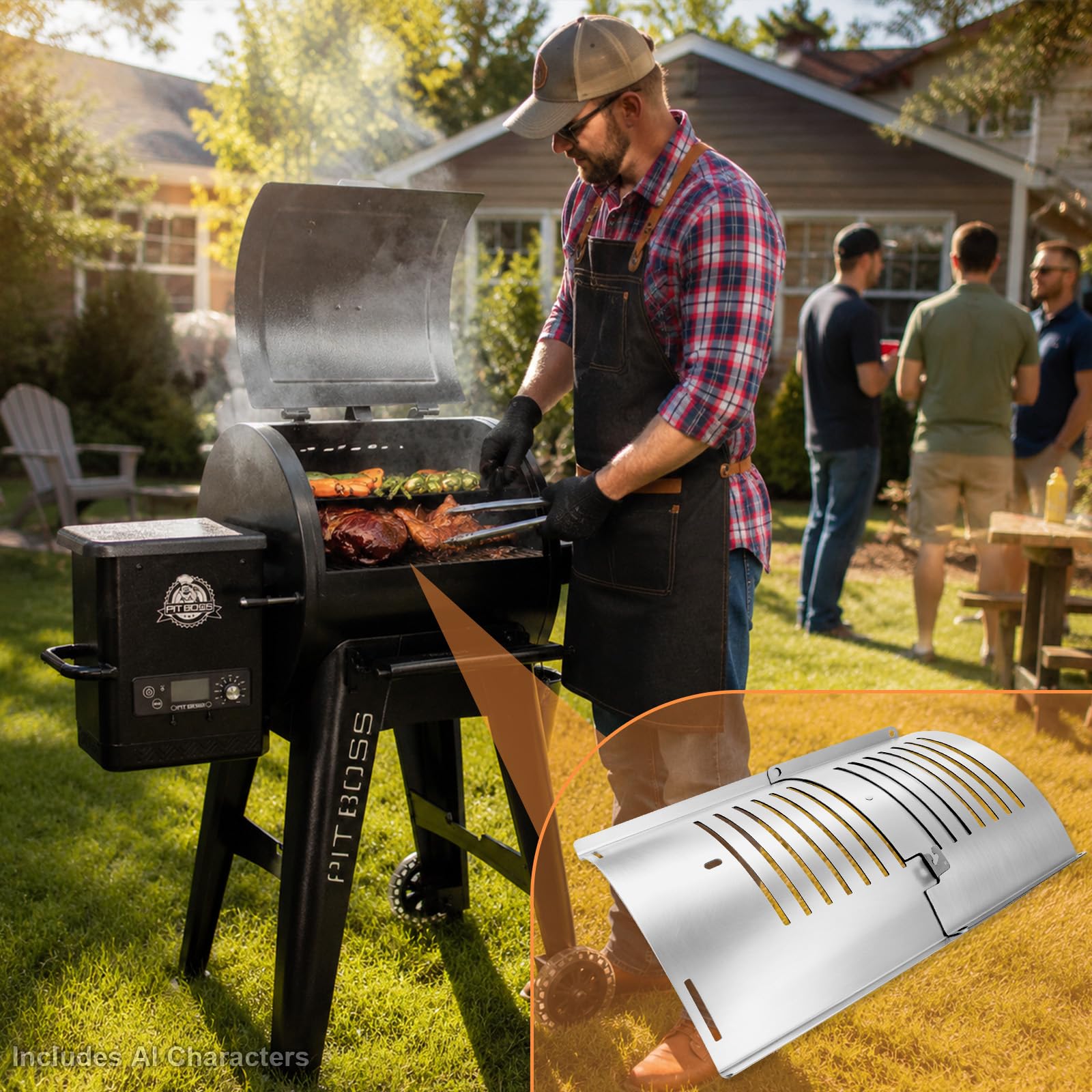 Flame Broiler Slide Cover e Fondo per Pit Boss PB1230 SER Pellet Smoker