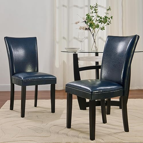 Miniatura 4 de LEEMTORIG Juego de 2 sillas de comedor tapizadas Parsons, silla auxiliar de piel sintética para comedor, cocina, con patas de madera maciza para