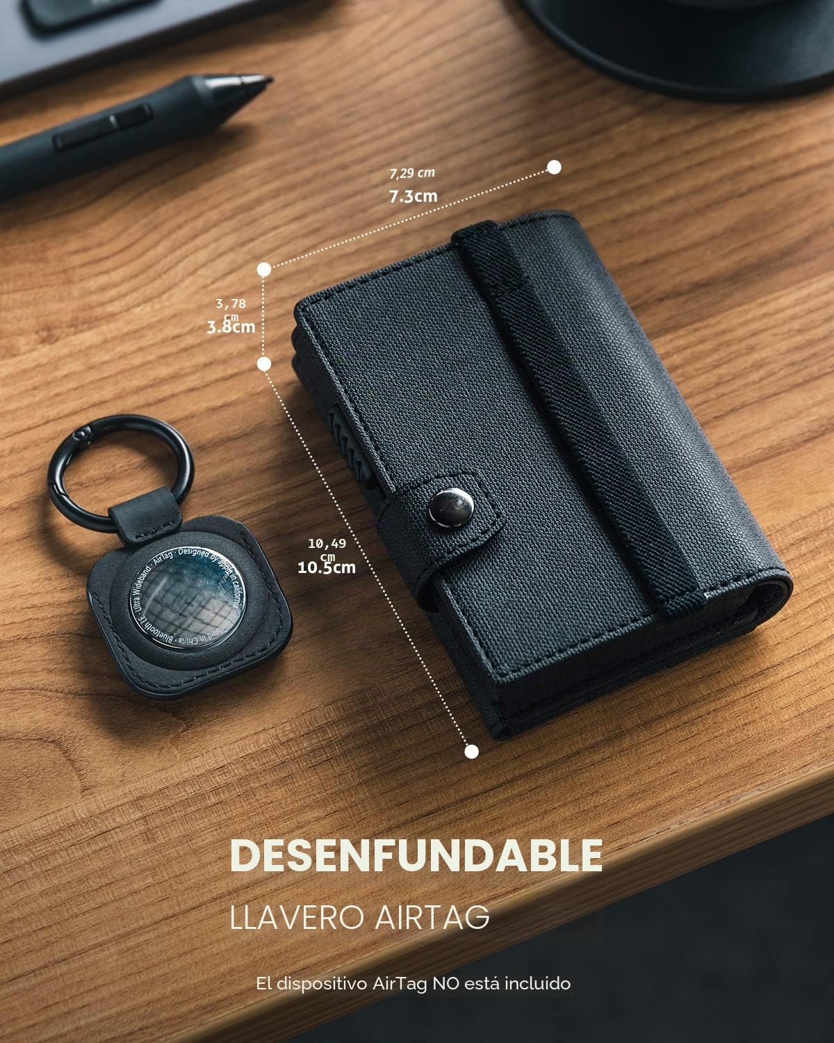 VULKIT Carteras para Hombre Airtag RFID Bloqueo Cartera Tarjetero Hombre Piel Billeteras con Llavero Extraible Tríptico Porta Tarjetas & Billetes, Negro
