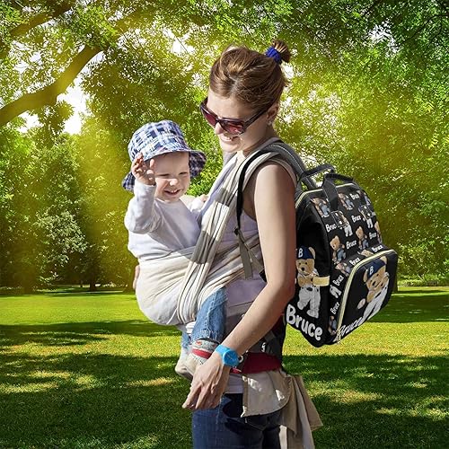 Miniatura 5 de Artsadd Mochila bordada con nombre personalizado, mochila personalizada para bebés, niñas y niños, bolsas de lactancia multifuncionales