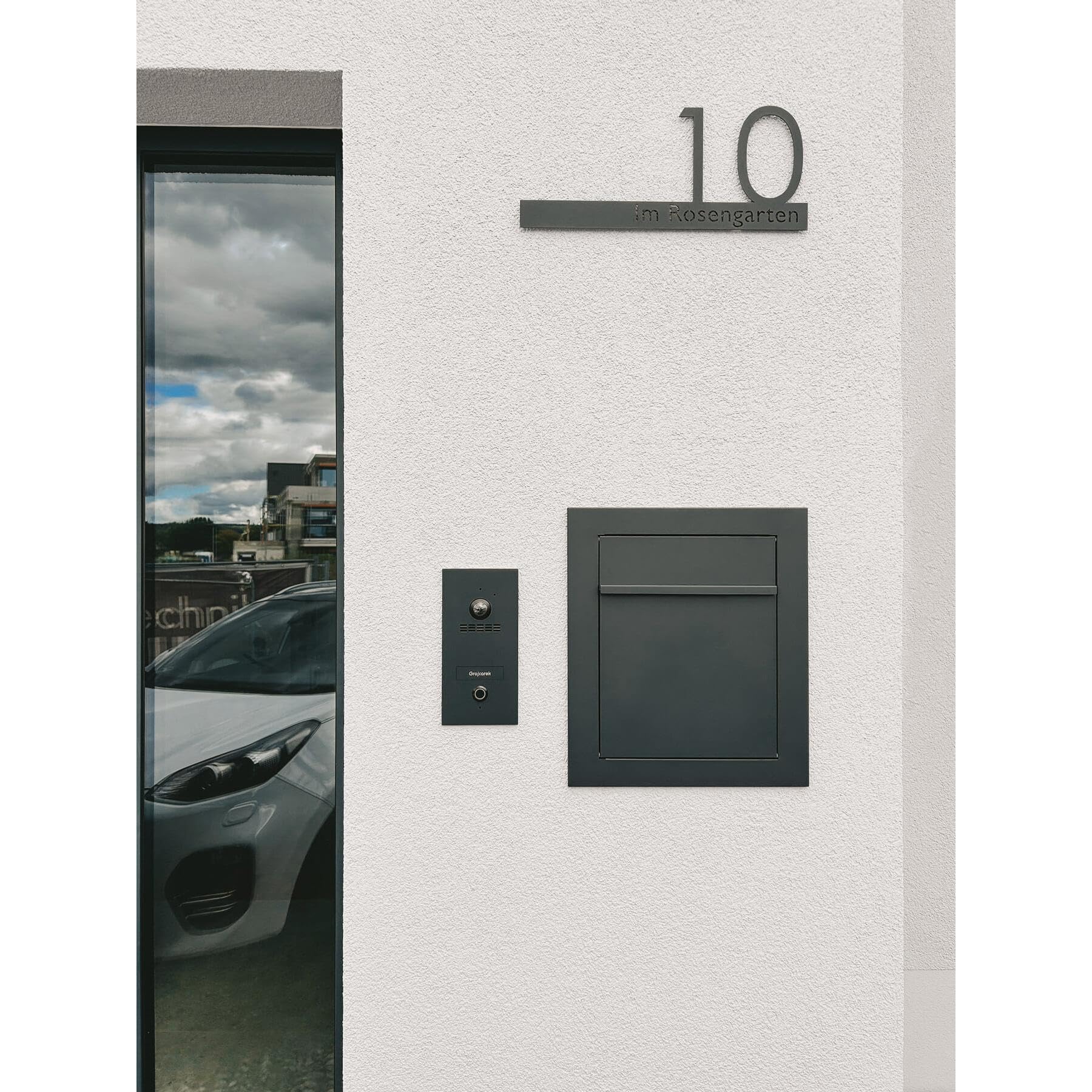 Metzler moderner Unterputz Briefkasten in Anthrazit RAL 7016 Einbaubriefkasten Pulverbeschichtet, hochwertiger Wandbriefkasten Anthrazitgrau, Postkasten