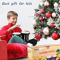 Vista 8 de Juego de Bongós de 4'' y 5'' para Adultos Principiantes, Bongós Naturales Afinables, Instrumentos de Percusión con Llave de Afinación y Caja