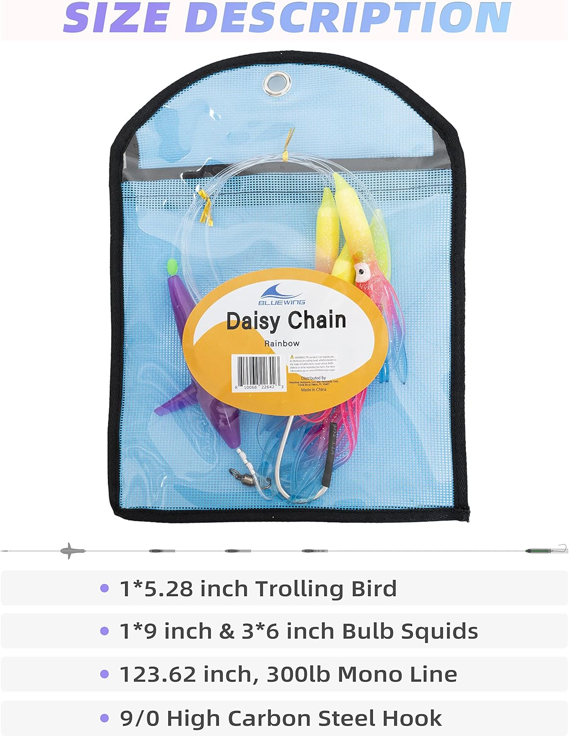 BLUEWING Fishing Daisy Chain Big Game Bulb Squid Trolling Bird Tuna Lures Fish Teasers for Marlin Sailfish