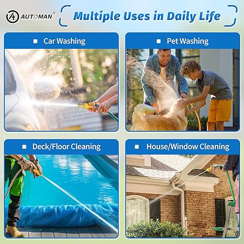 Miniatura 4 de AUTOMAN Boquilla de manguera de latón, boquilla de chorro de alta presión, 4 unidades (2 juegos) y 10 patrones de pulverización, válvula de