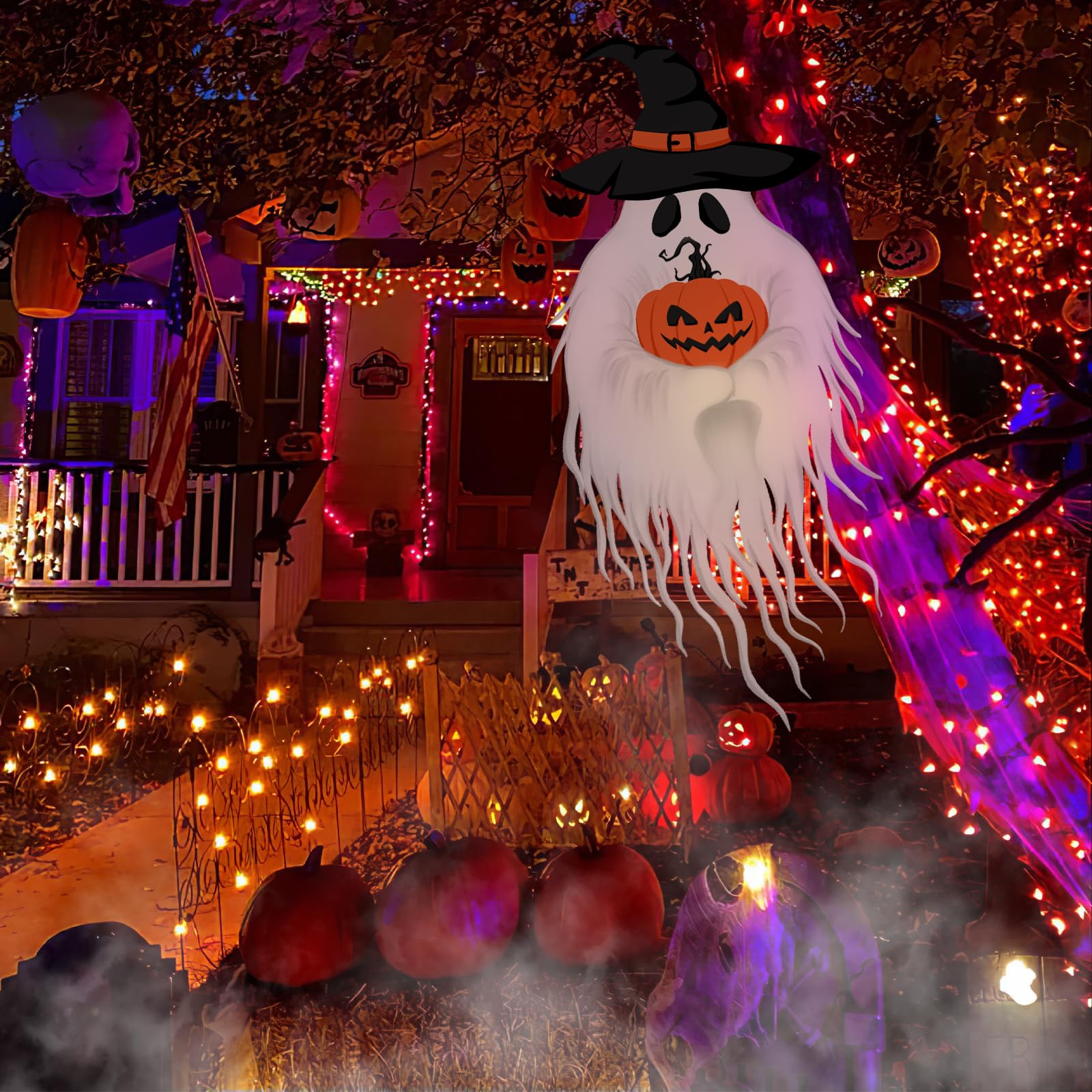 BlissYard Halloween-Gartenflagge – Yorkie Mit Hexenhut, Wetterfest & Doppelseitig