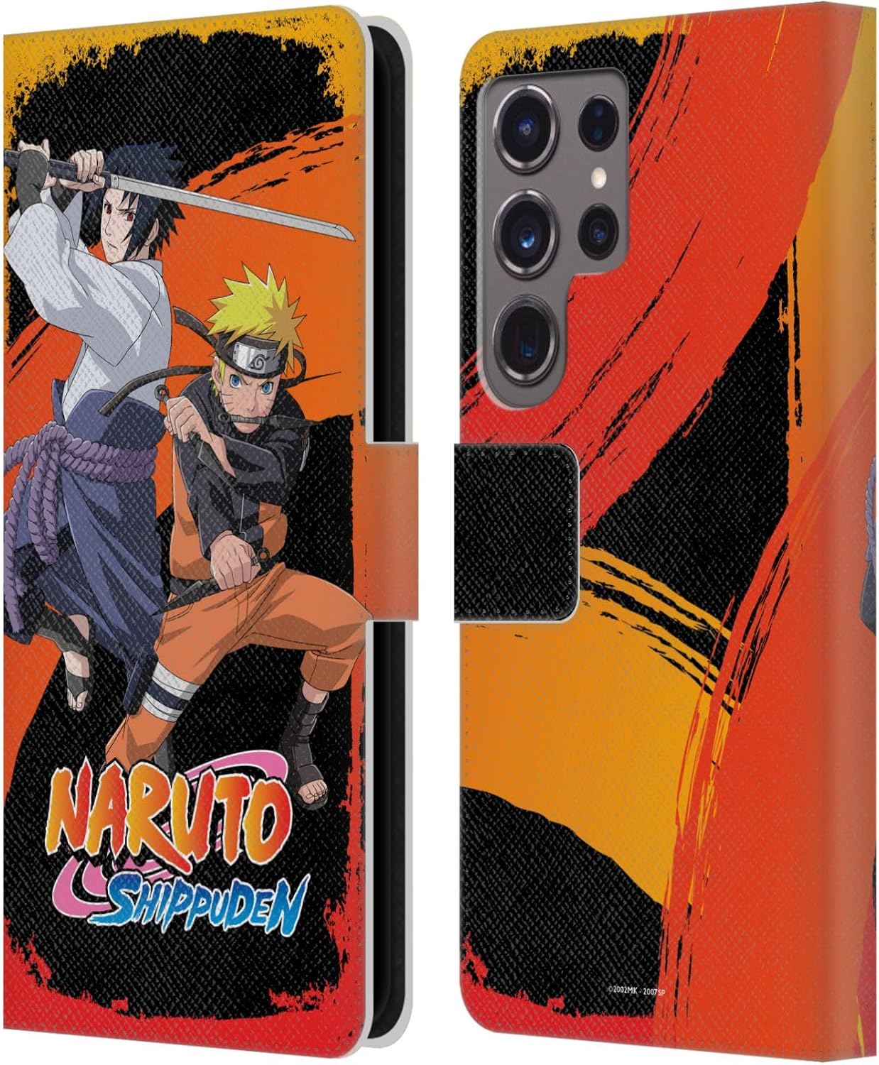 Head Case Designs Officially Licensed Naruto Shippuden Naruto and Sasuke Key Art Leather Wallet Case Compatible with Samsung Galaxy S24 Ultra 5G