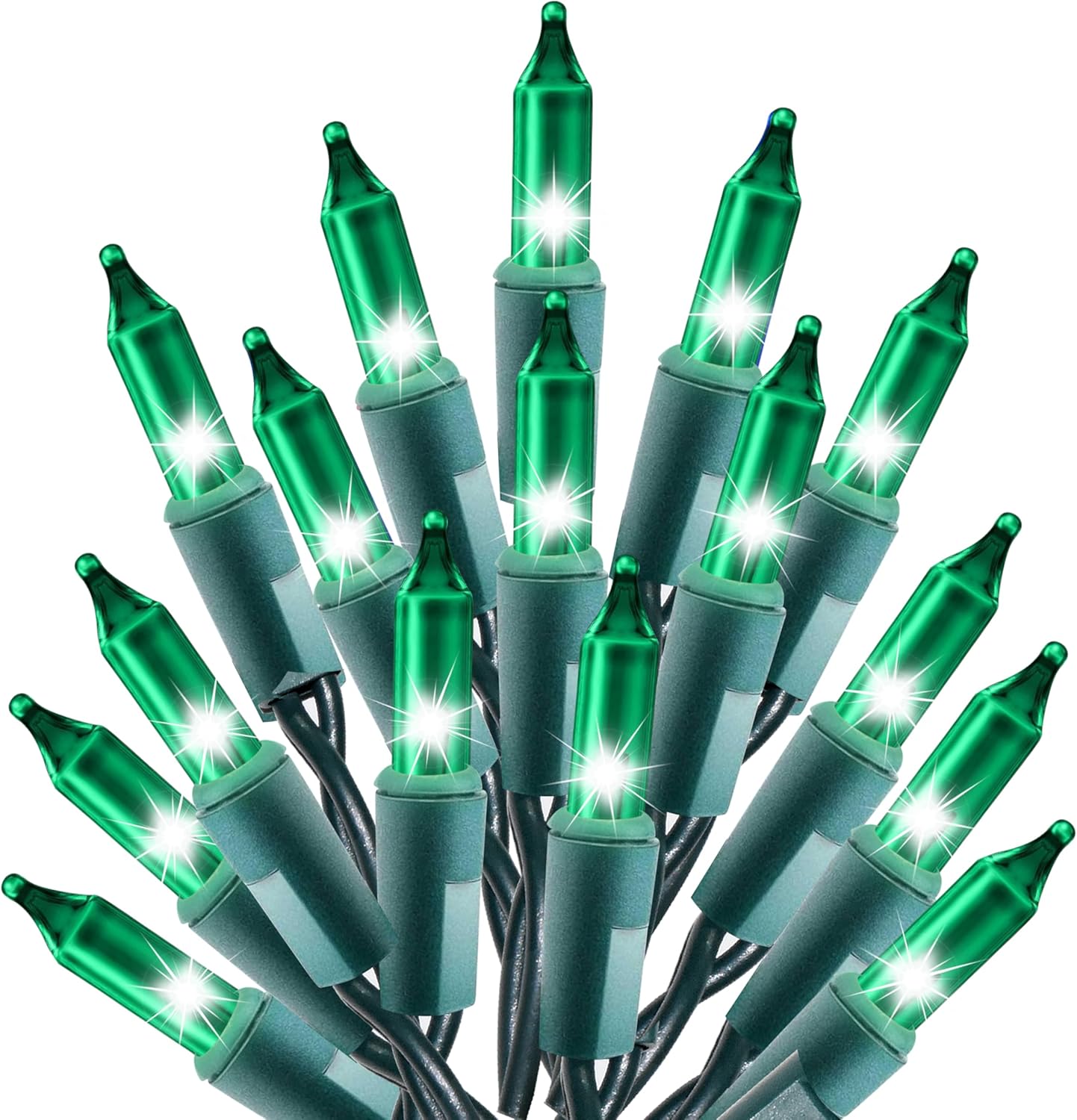 Holiday Essence - 100 Green Christmas Light Set String Lights with Green Wire Professional Grade Indoor and Outdoor Use Decorate Christmas Trees Bushes Fences Garden Party Patio Decor