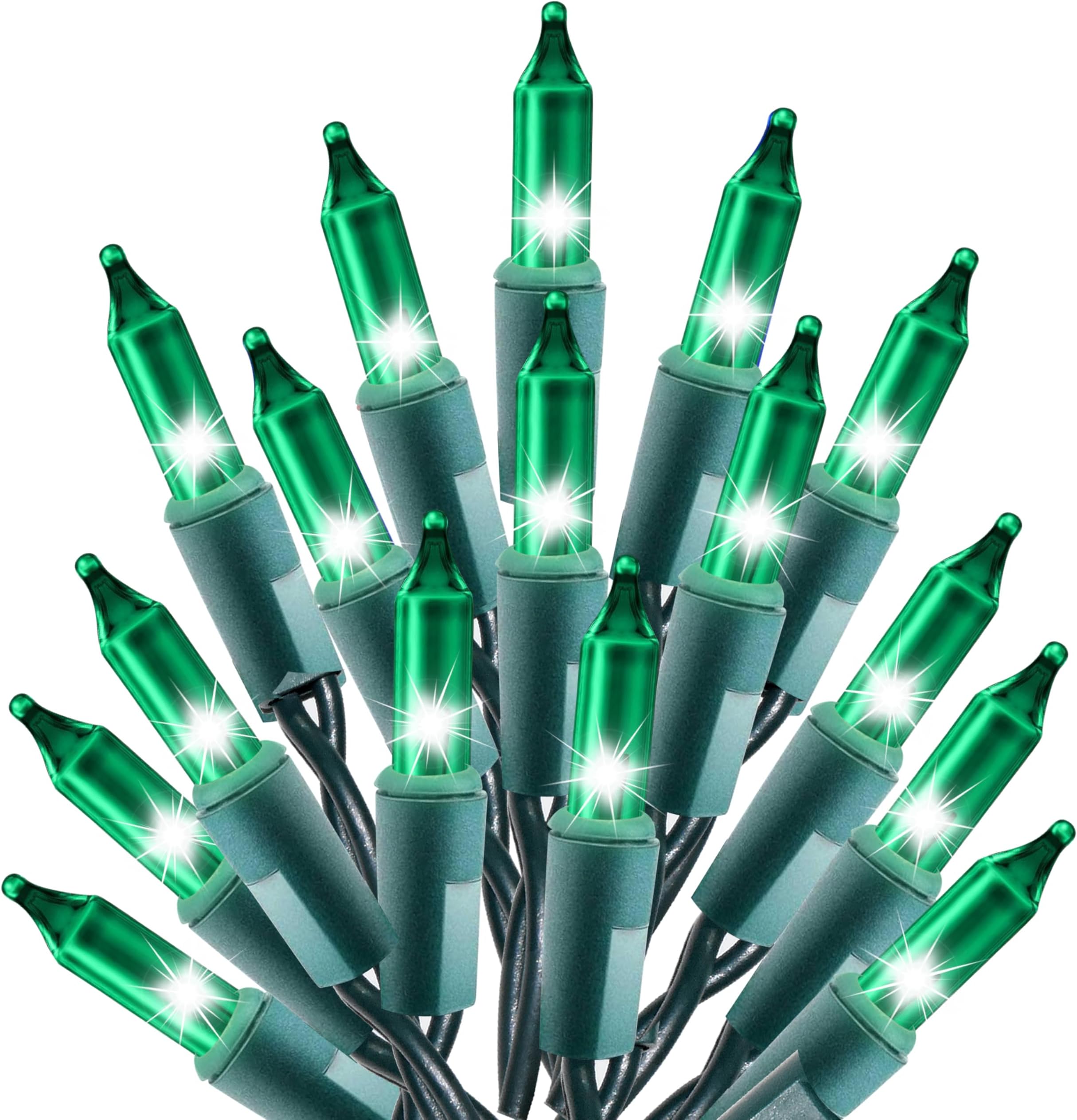 Holiday Essence - 100 Green Christmas Light Set String Lights with Green Wire Professional Grade Indoor and Outdoor Use Decorate Christmas Trees Bushes Fences Garden Party Patio Decor