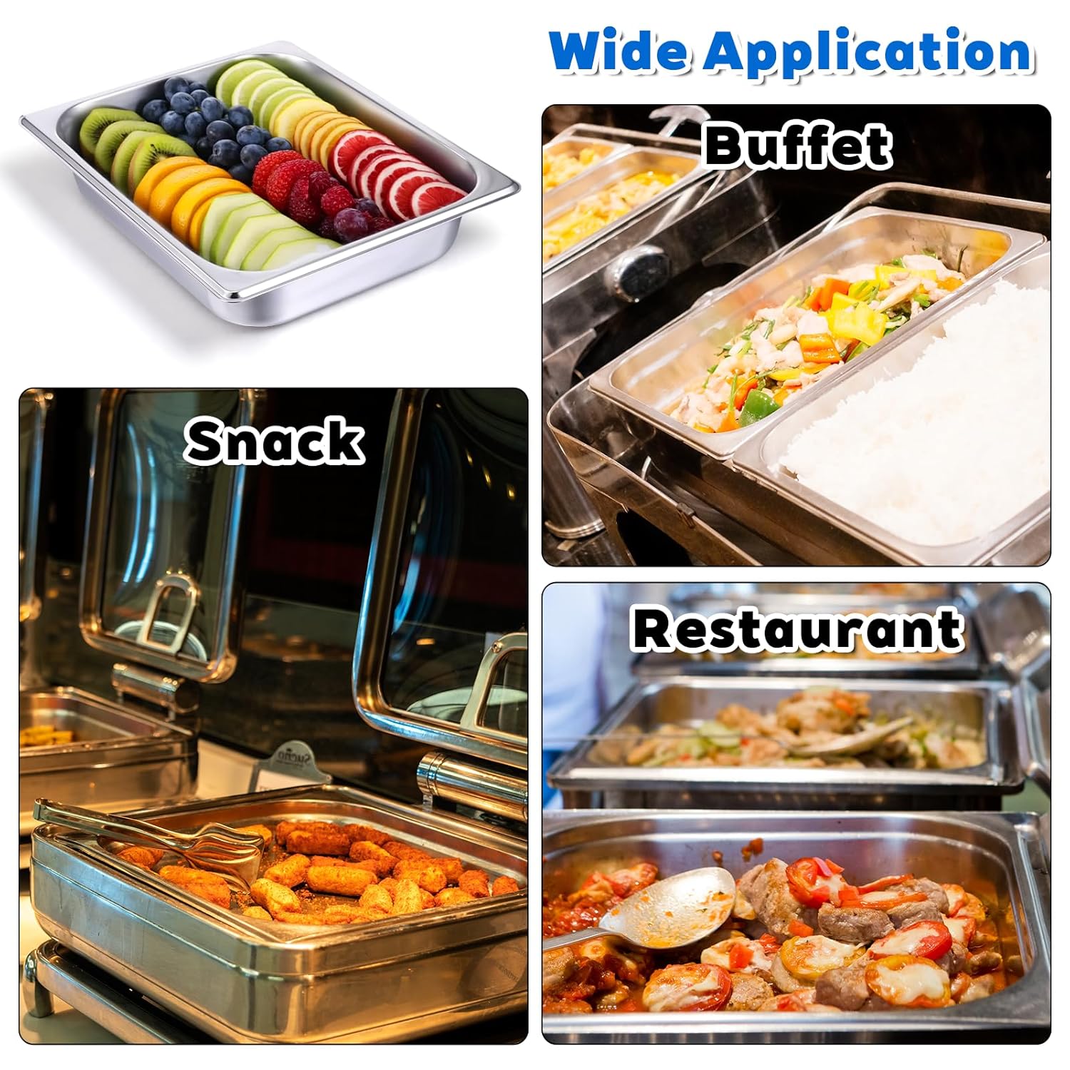 6 Pack Half Size Hotel Pans, 2.5 Inch Deep 1/2 Size Stainless Steel Steam Table Pans Restaurant Commercial Half Pans for Chafing Dishes Buffet Hotel Party - Image 7