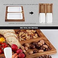 Vista 5 de hecef Juego de tablas de queso de madera de acacia, tabla grande para charcutería con juego de cuchillos de acero inoxidable, servidor de madera