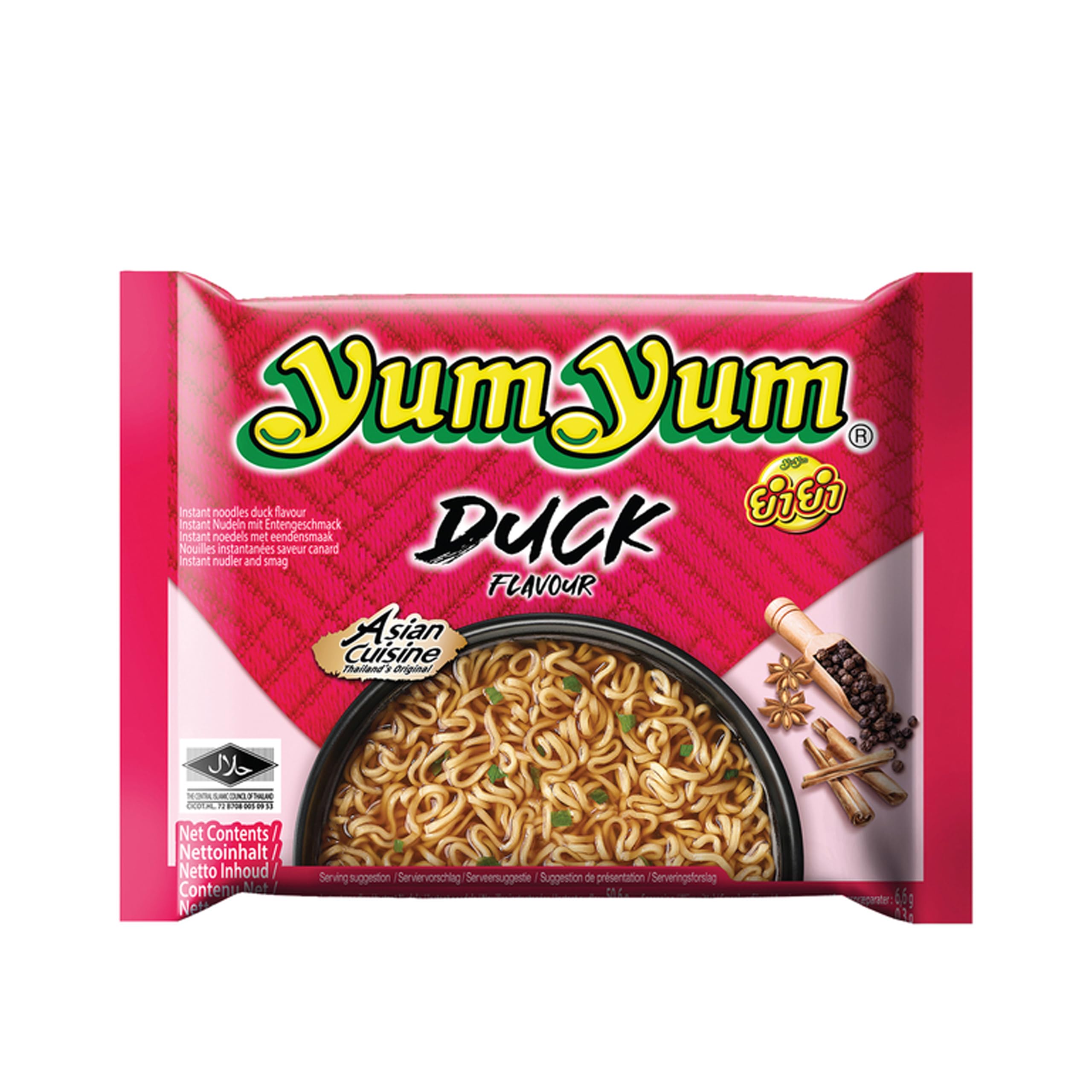 YumYum Instant Nudeln mit Entengeschmack, Asiatische Snack-Nudeln, Authentisch-Thailändisches Aroma, mit Shiitake-Pilzen & Tofu, 120x 60g