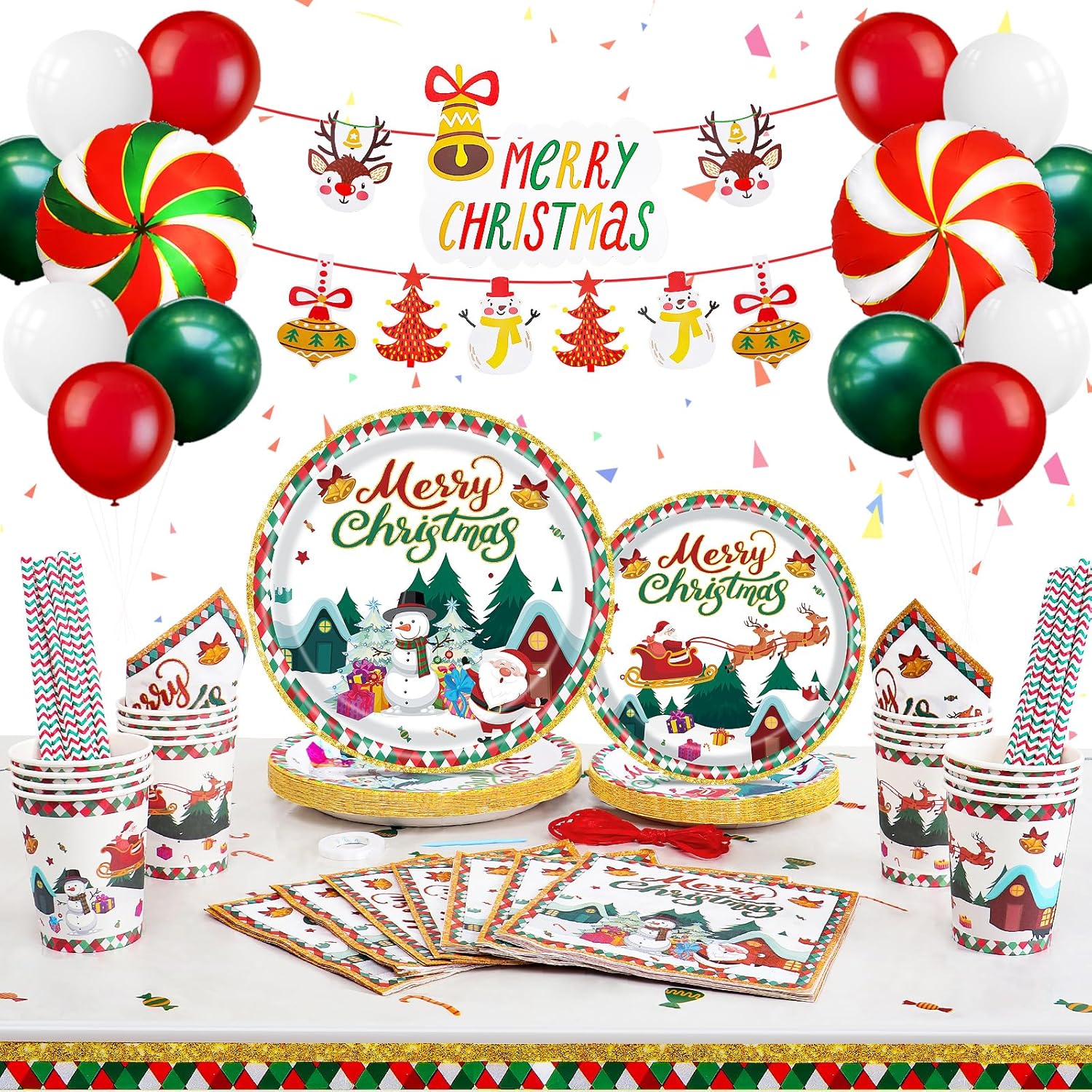 Christmas Party Tableware Set 99pcs Christmas Party Supplies Christmas Party Paper Plates Cups