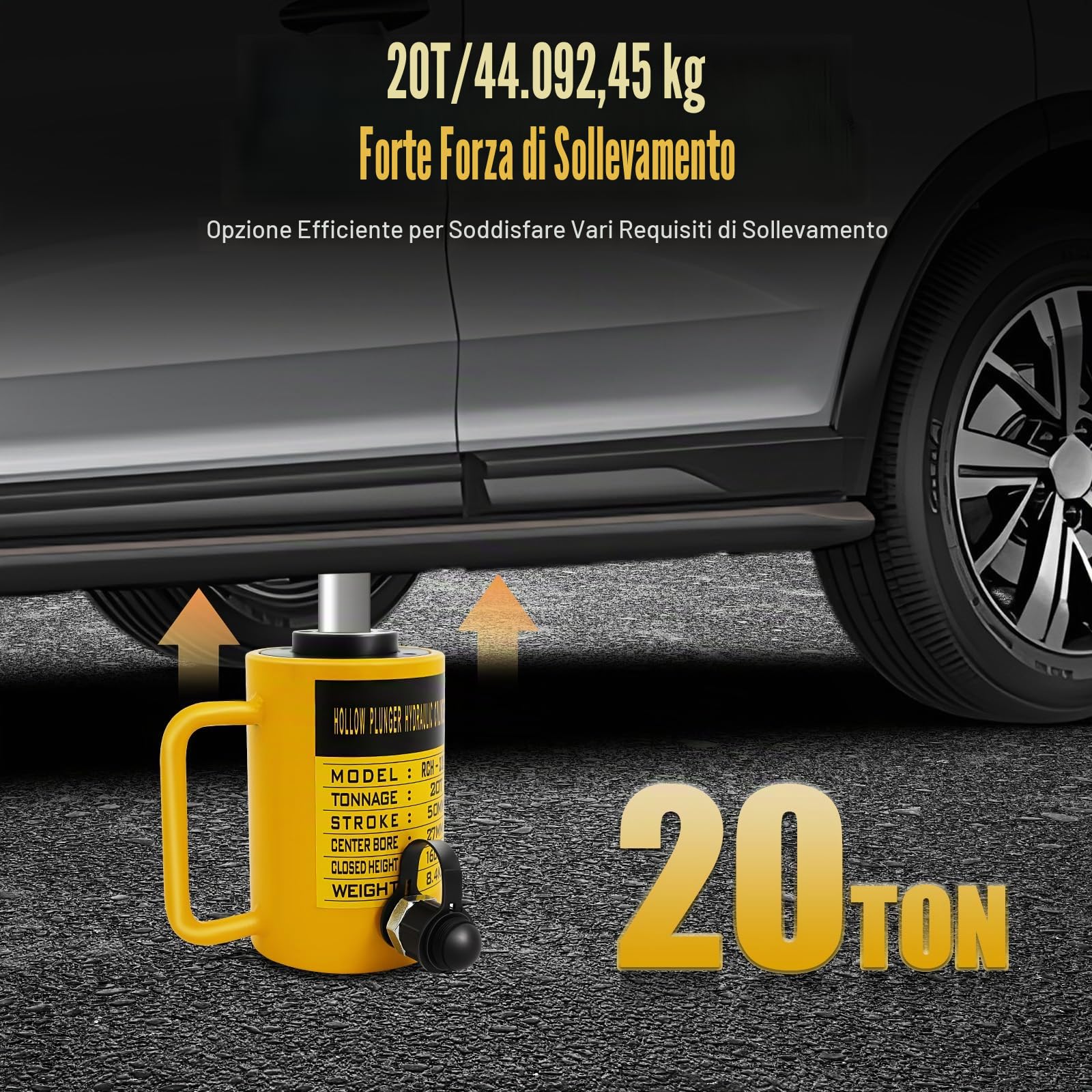 Cilindro idraulico 20T con corsa da 160 mm – cilindro cavo, cilindro a pistone, martinetto e pompa olio manuale idraulico Ram Cylinder per edifici e ponti RCH-2050