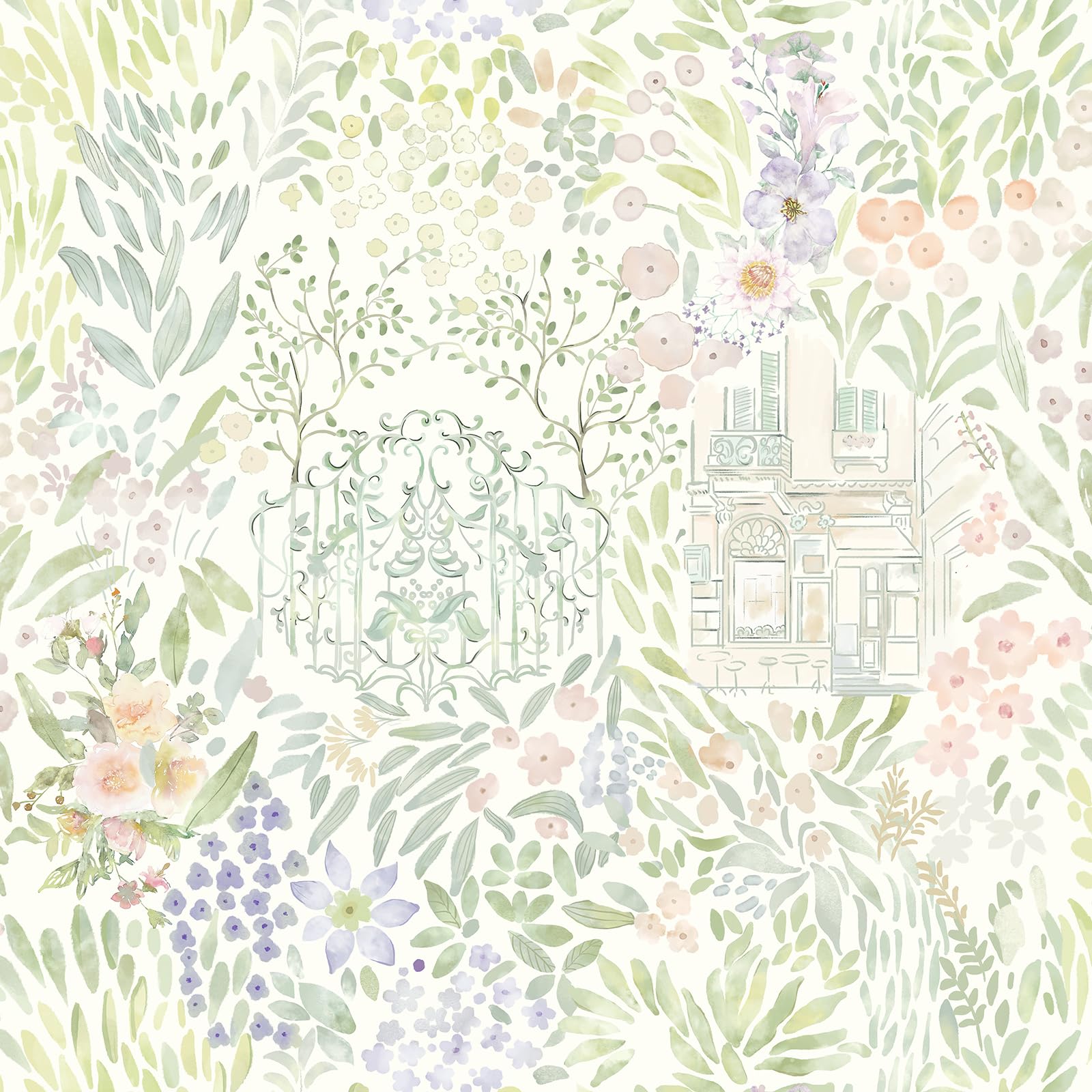 CiCiwind Peel and Stick Wallpaper Beige Floral Vinyl Wrap 44CM×3M Self Adhesive Wallpaper Vintage Watercolor Floral Contact Paper Waterproof Sticky Back Plastic for Wall Furniture
