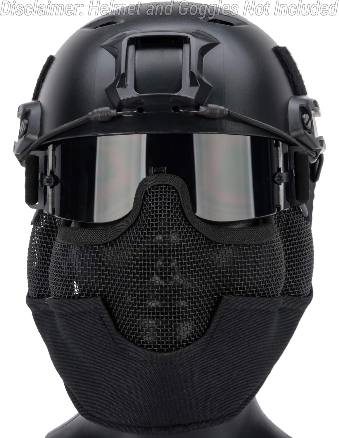 Evike Airsoft - Matrix Iron Face Carbon Steel Striker Gen2 Metal Mesh Lower Half Face Pro (Color: Black)