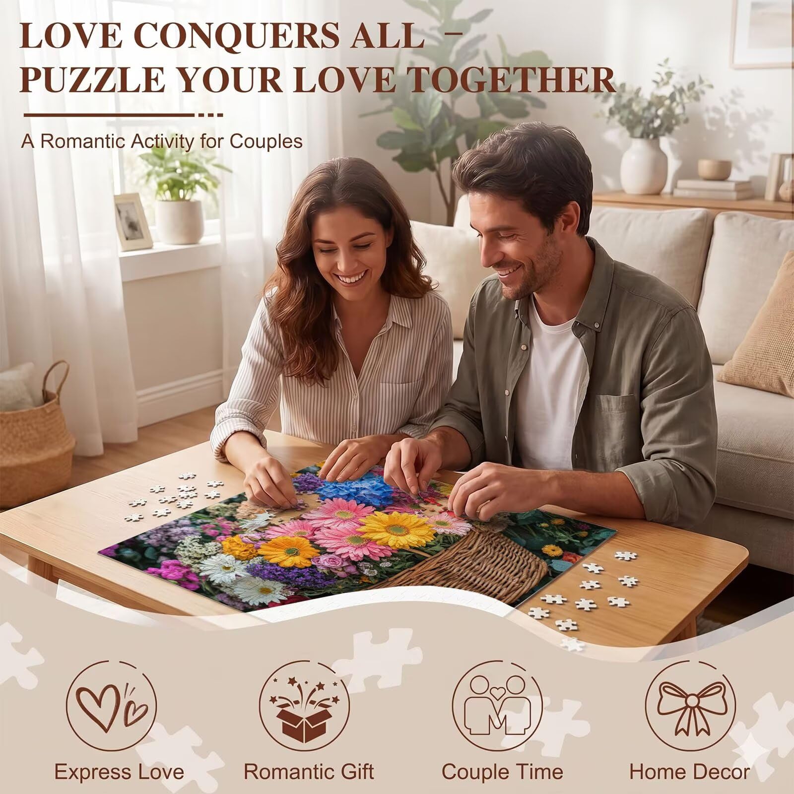 Cesta Flores Flor-2 Puzzle de 1500 Piezas, Juego de Mesa Familiar de Madera - Rompecabezas Adultos para Toda La Familia, Rompecabezas Educativo DIY y Antiestrés - Regalo de Mujer, 87 x 57 cm f0-392