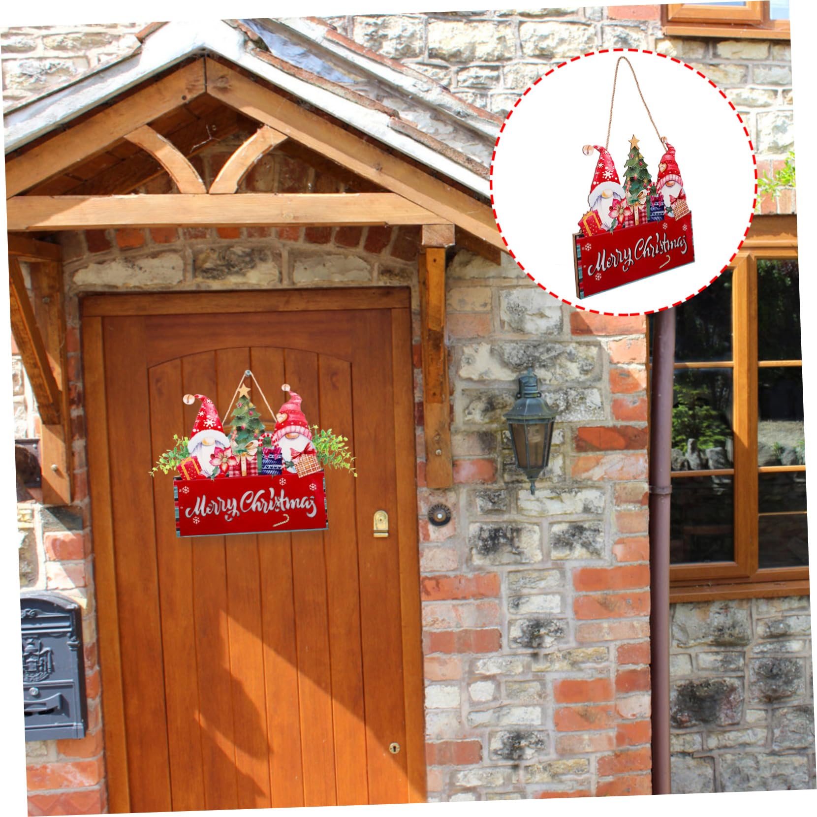 Adornos de Papá Noel Lantero Navideño para Puerta de Entrada Letreros Navideños de Madera para Puerta Decoración para Colgar la Pared Navidad