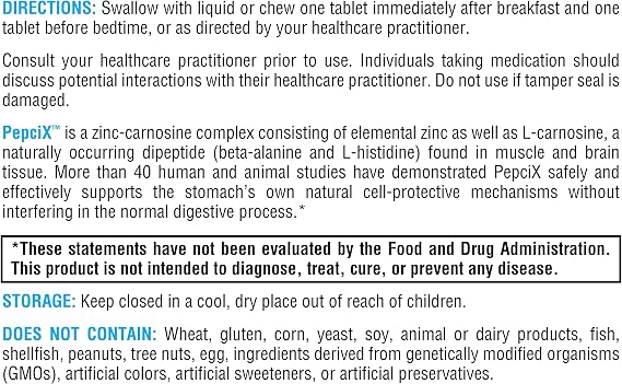 XYMOGEN PepciX - 75mg Zinc L-Carnosine - Upper GI & Gastric Mucosa Support - Stomach Lining & Digestive Comfort - Vegan, Gluten-Free & Non-GMO - 60 Tablets
