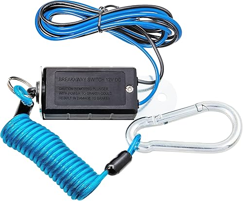 MECMO Interruptor de ruptura para remolque, cable en espiral de freno de 4 pies, mosquetón grande, interruptor de rotura eléctrico de emergencia con