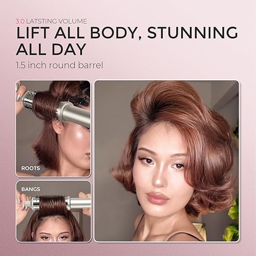 Miniatura 5 de TYMO STYLUX PRO Thermal Brush Curling Brush, 1.5 Inch Blowout Heated Round Volumizer, Hair Straightener and Curler 2 in 1, 800M Negative Ion for