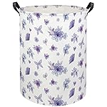 HIYAGON Baby Laundry Basket Baby Hamper for Nursery Girl Kids Butterfly Hamper Cute Kids Toys Storage Bin Organizer Butterfly Room Decor for Home(Purple Flower)