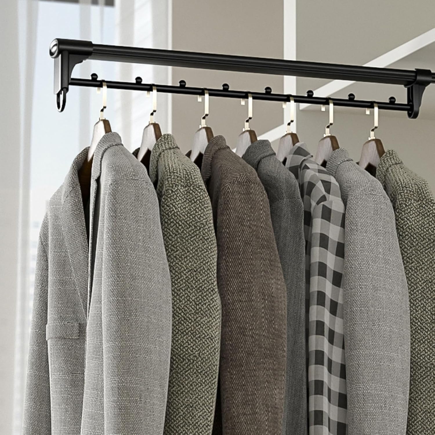 Pull Out Pants Rack,Pull Out Clothes Hanger Rack for Closet,for Space Saving Bedroom and Laundry Room(Color1,400mm)