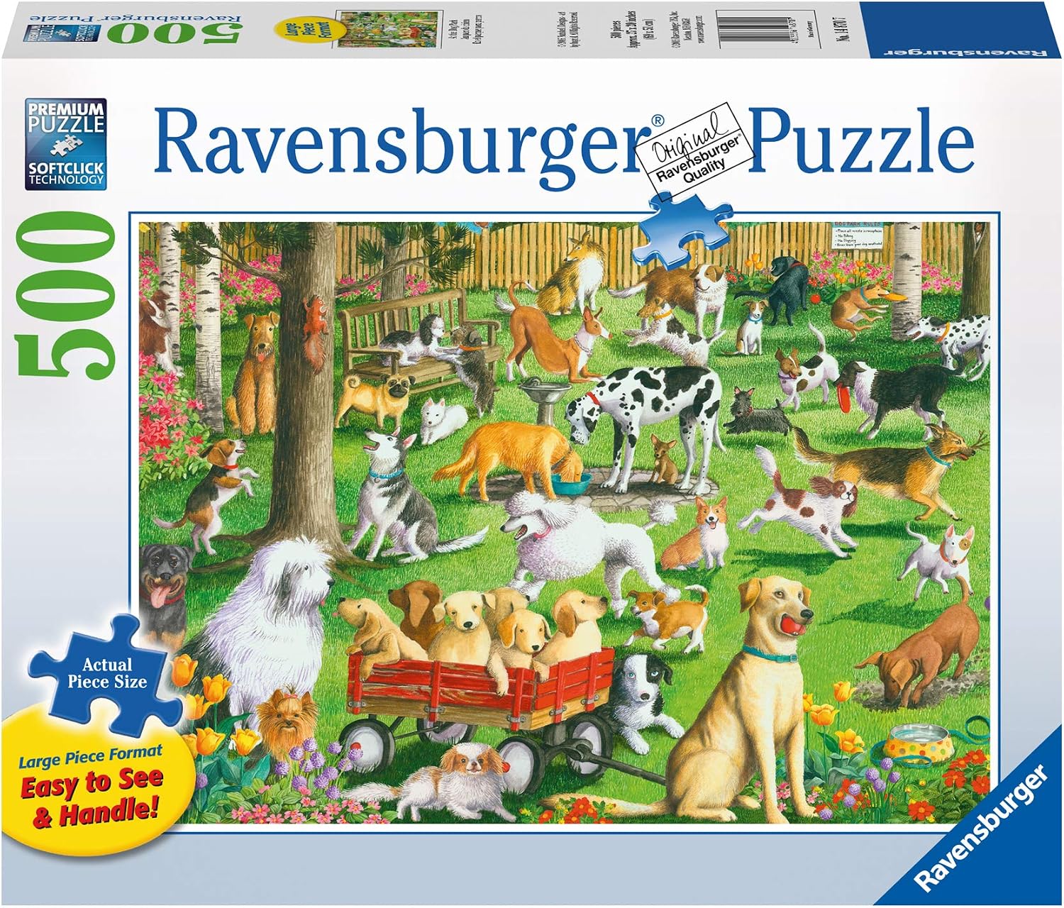 Ravensburger at The Dog Park Large Format 500 Piece Jigsaw Puzzle for Adults – Every Piece is Unique, Softclick Technology Means Pieces Fit Together Perfectly