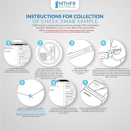 Miniatura 3 de El kit de recolección de pruebas genéticas COMT viene con interpretación de resultados y soporte en vivo 7 días a la semana - hisopo de mejilla -