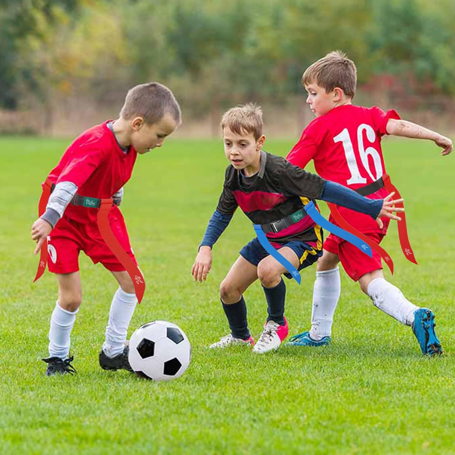 Flag Football Set, 42 Football Flags Belts with 14Player Adjustable Flag Football for Kids