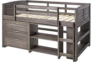 Louver Twin Antique Grey Modular Low Loft Bed: The Cozy Haven for Young Dreamers