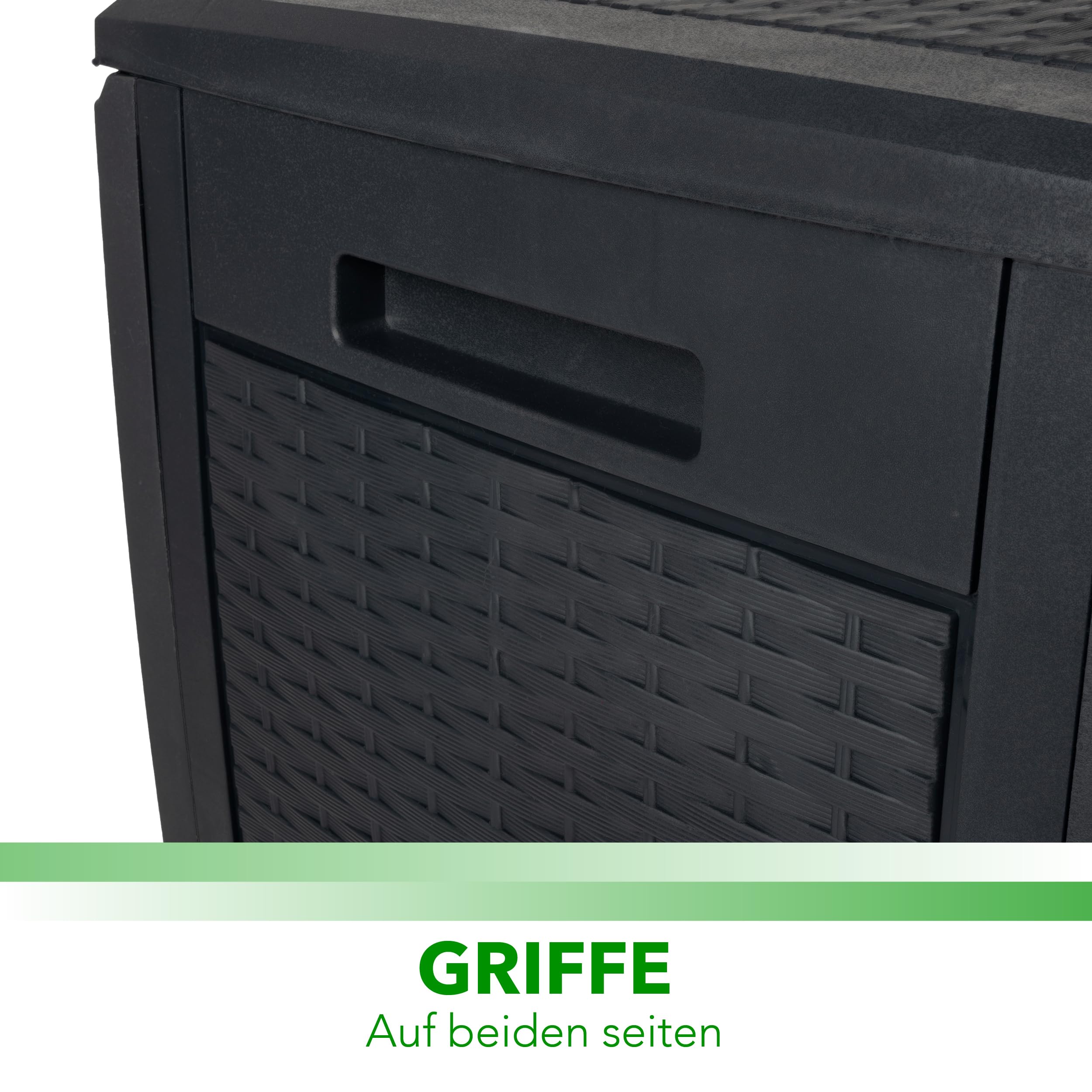 Lifetime Garden Aufbewahrungsbox mit Deckel, Gartenbox mit Rollen, Kunststoff Gartenschrank 310L, Auflagenbox Wasserdicht 119x48x60cm, Wasserdichte Gartenkissenbox, Schwarz