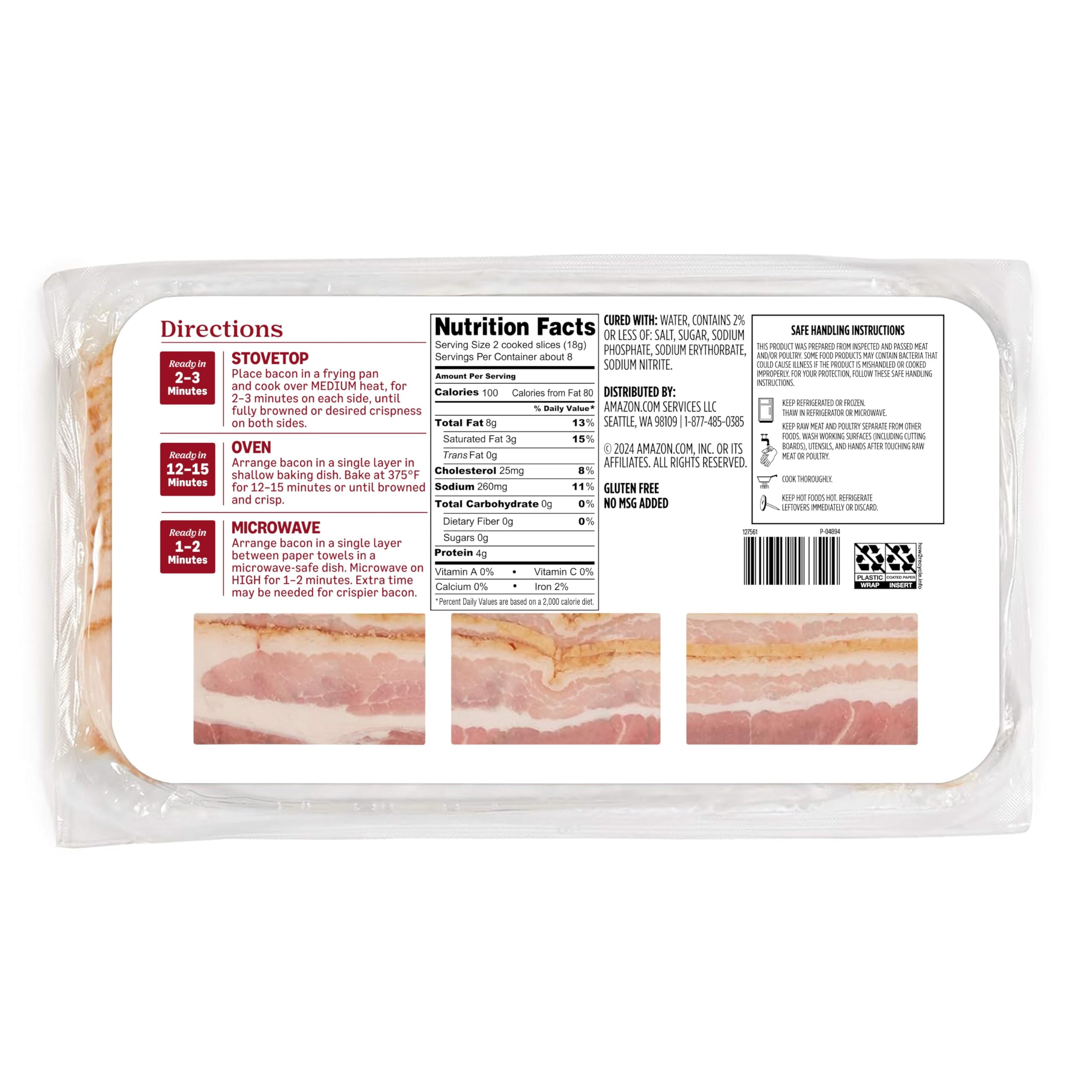 Amazon Grocery Naturally Hickory Smoked Bacon 16 Oz Previously Fresh Brand Packaging May Vary — view 2