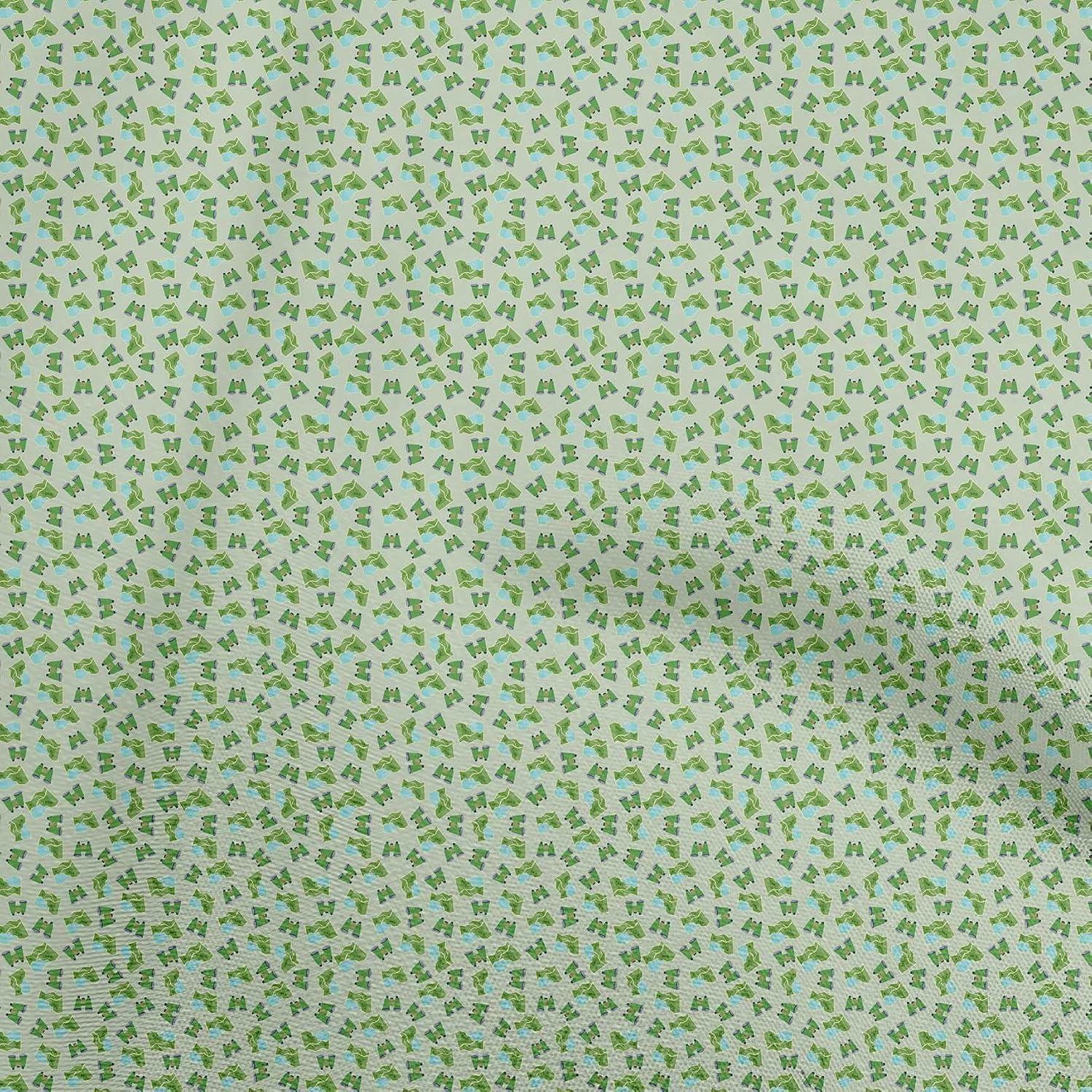 oneOone Cotton Cambric Beige Fabric Travel Craft Projects Decor Fabric Printed By The Yard 42 Inch Wide