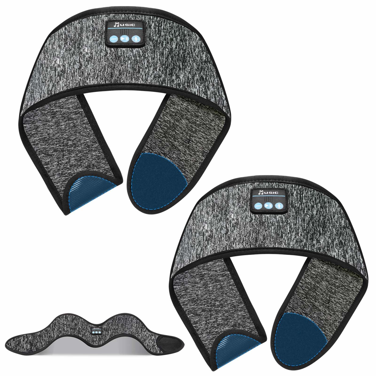 ZRUHIG 2PCS Adjustable Headband Headphones, Sleep Headband, Sleeping Headphones, Bluetooth Headband with Thin Speakers Mic for Men Women, Yoga, Running, Workout, Travel (Grey&Grey)