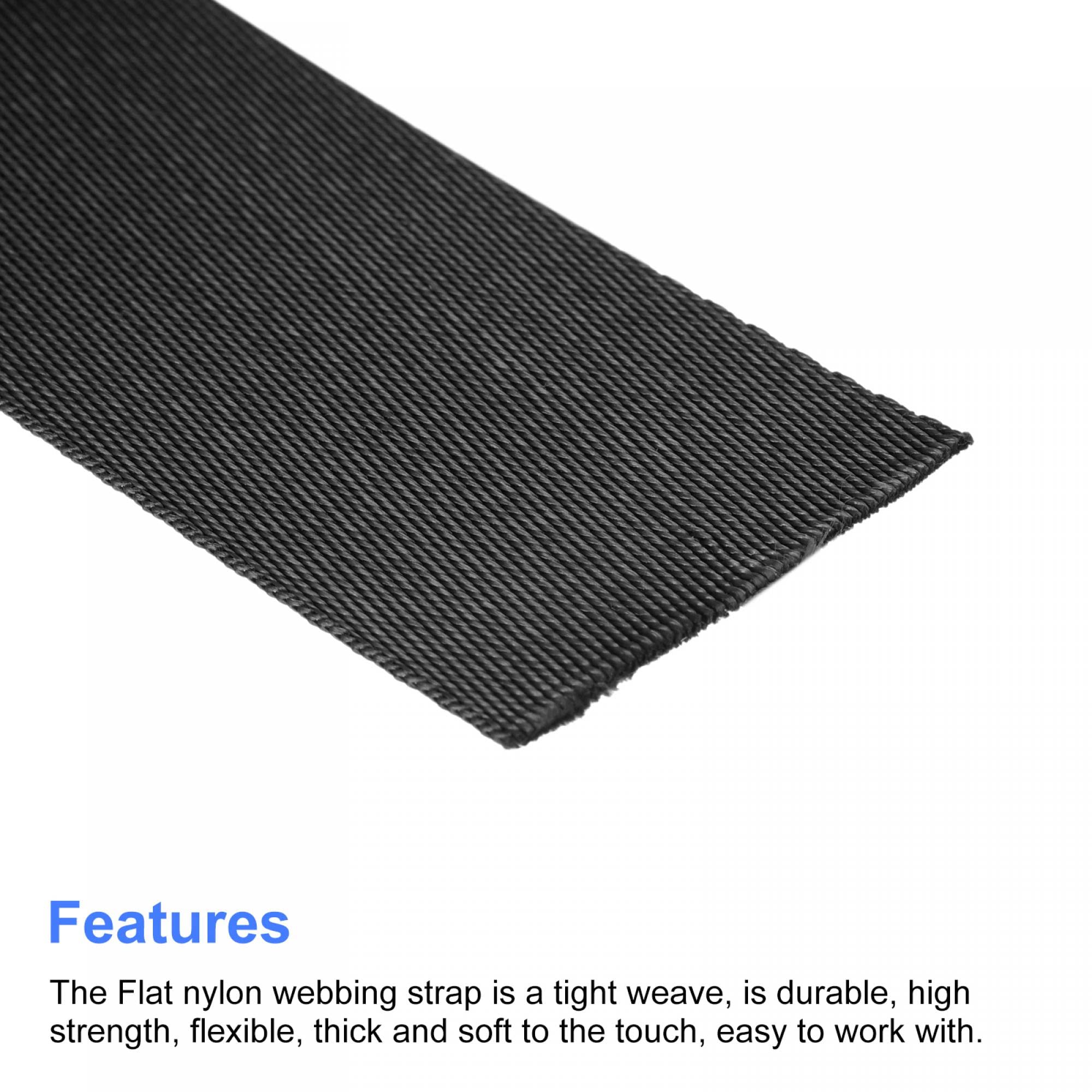sourcing map Cinghia piatta in nylon da 3,8 cm, 23,8 m, nera, per zaino, portabagagli