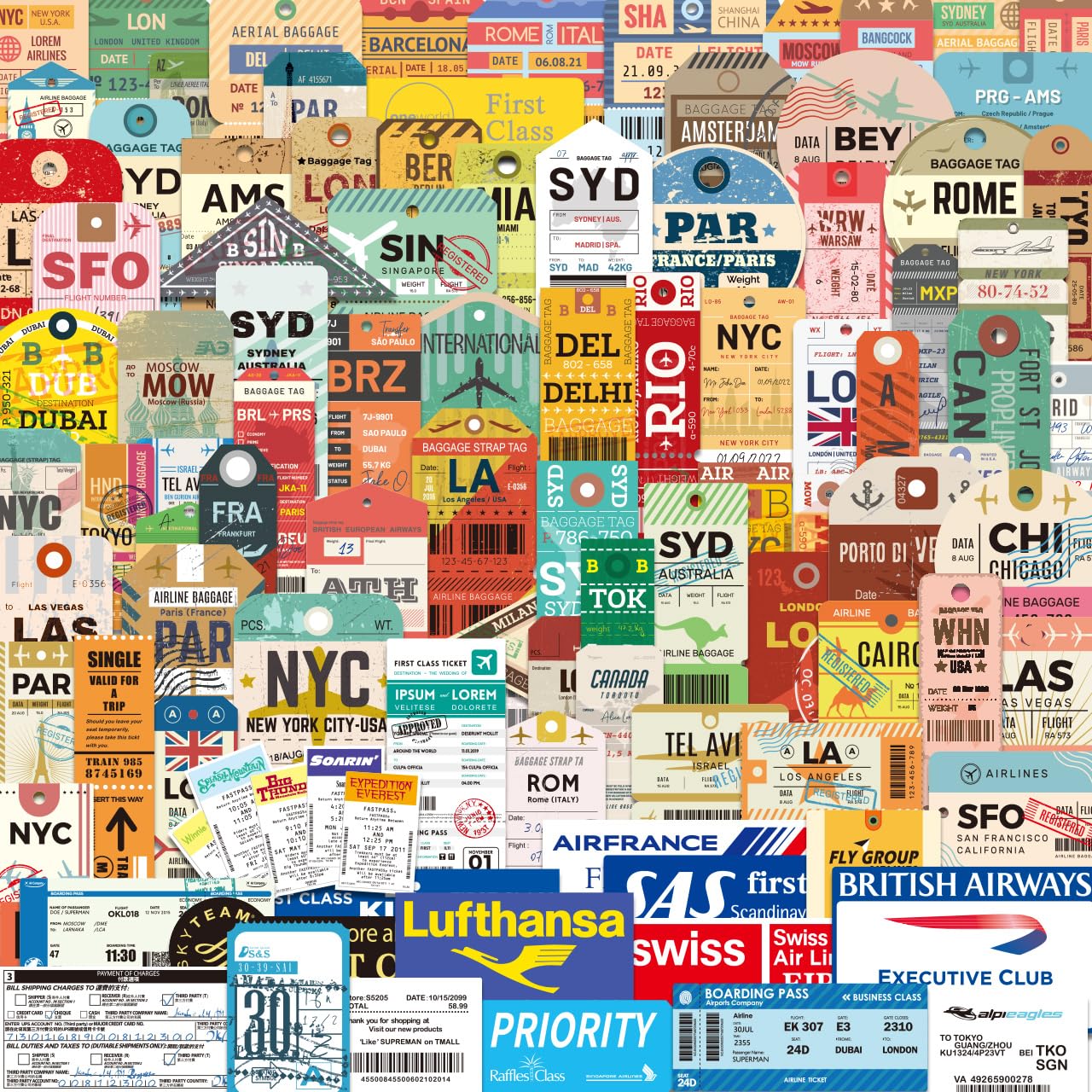 Travel Stickers Pack, Luggage Stickers for Suitcases,Water Bottles
