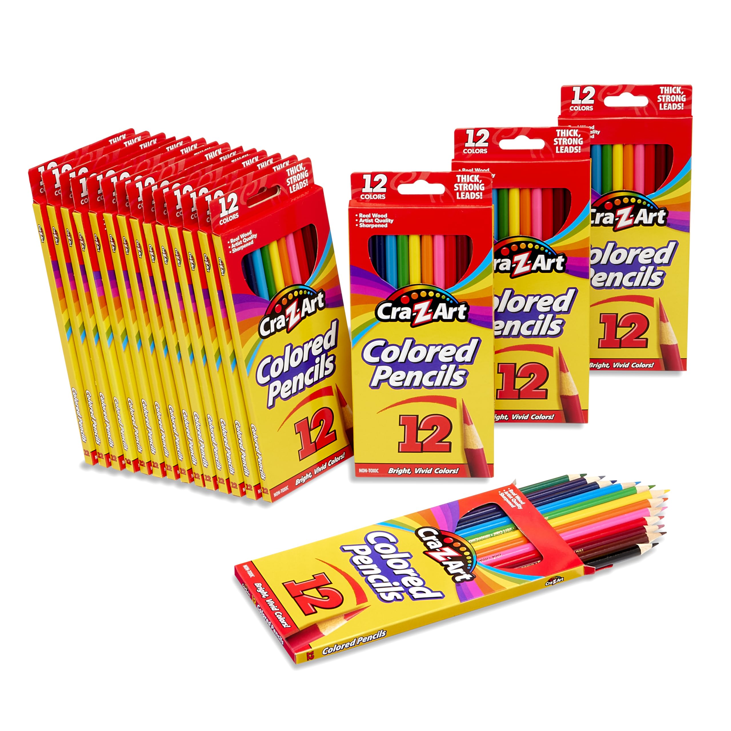 Cra-Z-Art Großpackung Buntstifte, 18 Packungen mit je 12 kt Buntstiften, Schulbedarf, Klassenzimmerbedarf, Lehrer-Großpackung