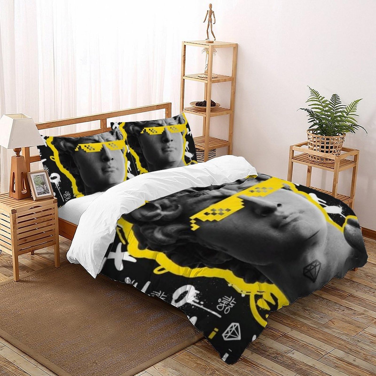 Housse de couette garçon en microfibre 200x200 pour une chambre d'ado design effet pierre 3D